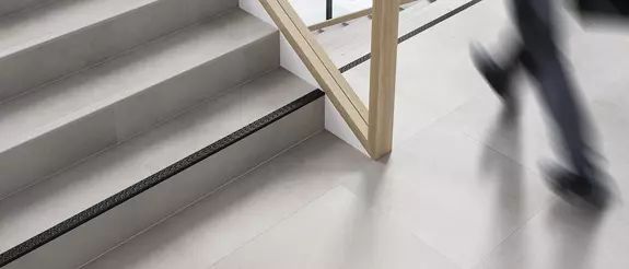 Man walking down the stairs