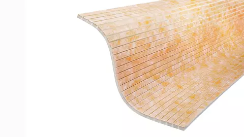 Panel constructivo ranurado en vertical KERDI-BOARD-V para una superficie de asiento alicatada