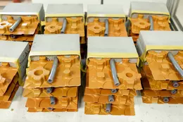 Close-up van het verkoopmonster van de vloerverwarming Schl&uuml;ter-BEKOTEC-THERM