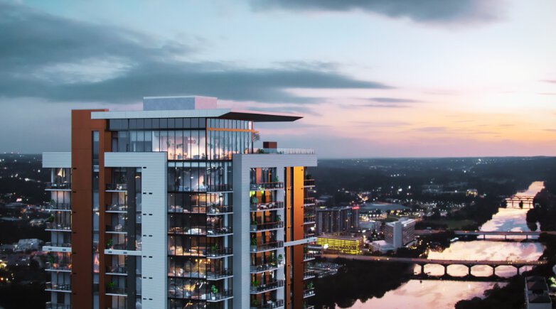 Une vue de l'immeuble d'appartements Vesper à Austin.