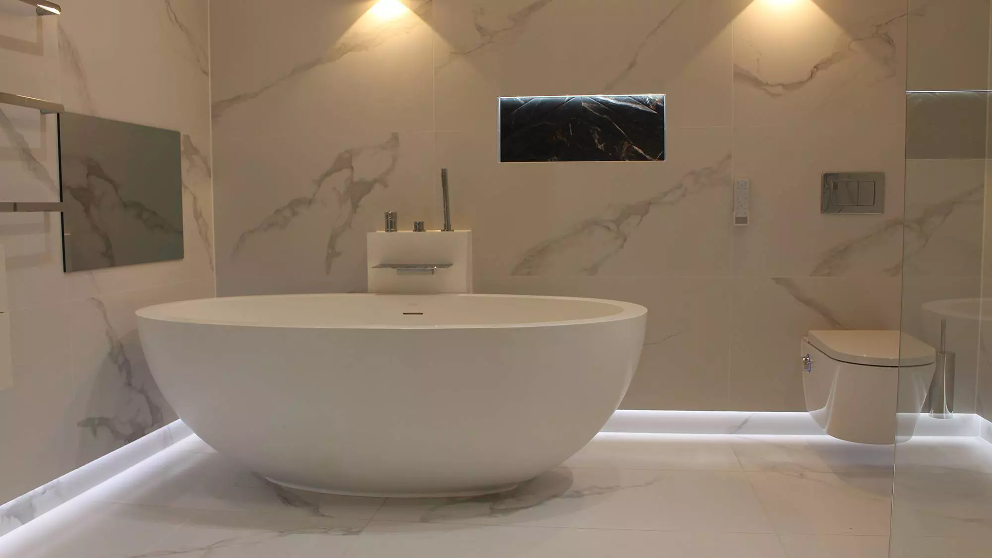 A selection of KERDI waterproofing products were used in this bathroom renovation