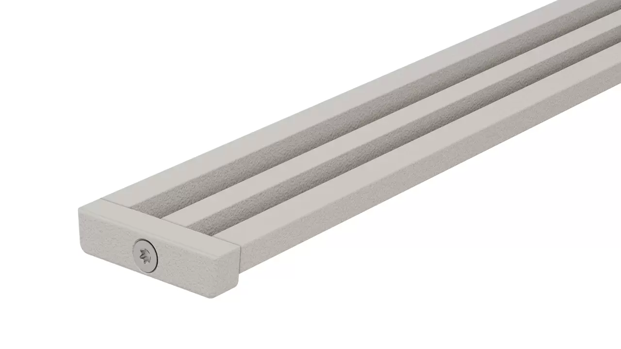 Perfil de drenaje Schl&uuml;ter-KERDI-LINE-VARIO WAVE de aluminio texturizado en gris beige TSBG