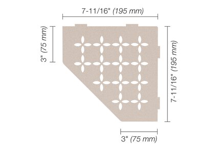 SHELF ESTANTE ESQ PENTAGON FLORAL CREMA