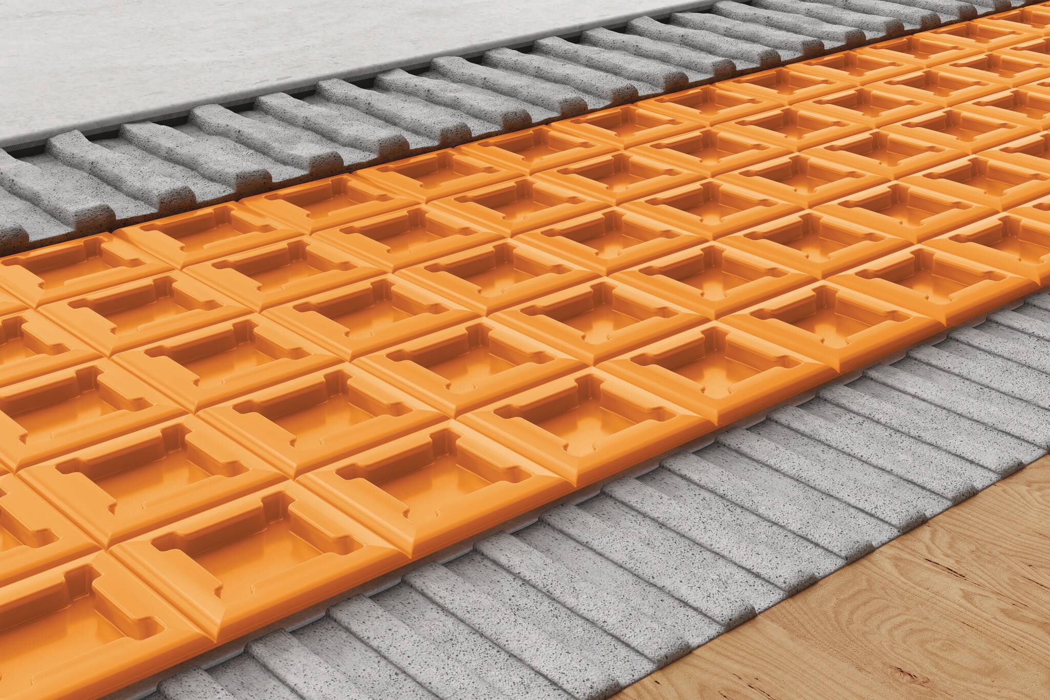 Installation de la membrane Ditra de Schluter sous un plancher de céramique