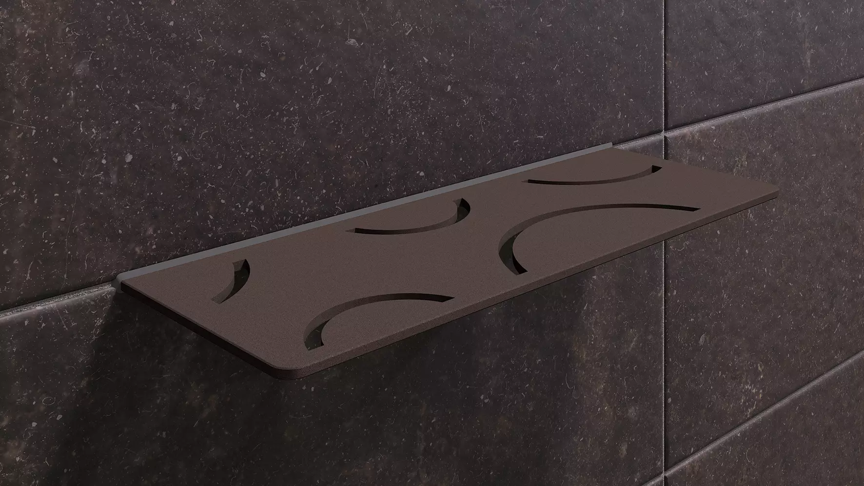 Schl&uuml;ter-SHELF en acabado bronce TSOB es un estante de pared decorativo texturizado para baldosas de cer&aacute;mica y piedra natural.