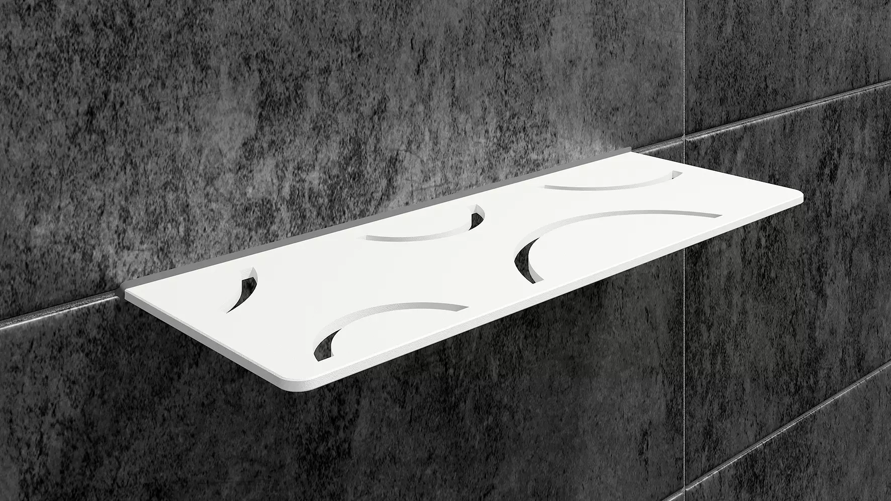 Schl&uuml;ter-SHELF en acabado blanco mate es un estante de pared decorativo para baldosas de cer&aacute;mica y piedra natural.