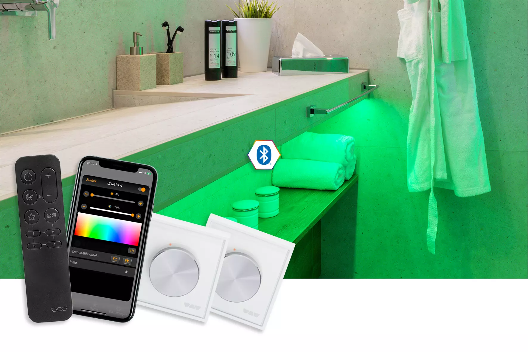 LIPROTEC-ZONES puede controlarse con un mando a distancia, un pulsador giratorio o una App.