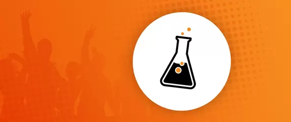 Grafik eines Reagenzglases auf orangefarbenem Grund 